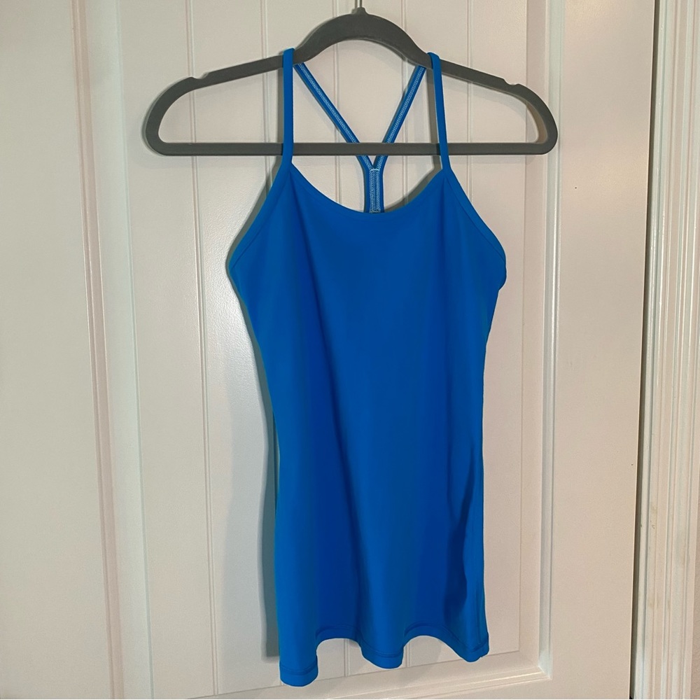 Lululemon Athletica womens bright blue workout top with built in bra